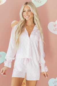 KaleaBoutique Stylish Bow Lattice Print Bow Ties 2pcs Pajama Set - KaleaBoutique.com