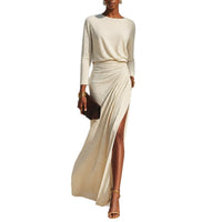 Women's Long-Sleeve Ruched Side-Slit Maxi Dress - KaleaBoutique.com