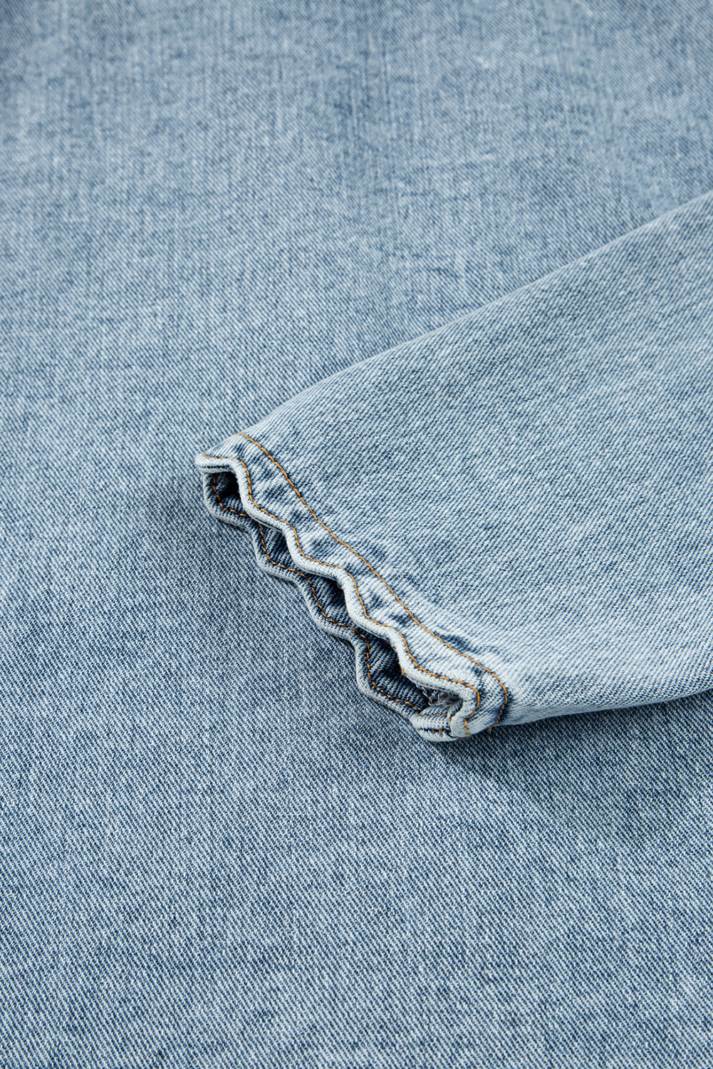 Scallop Trim Collar Patched Pocket Button Up Mineral Washed Denim Jacket - KaleaBoutique.com