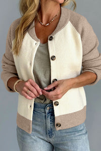 KaleaBoutique Comfortable Color Block Ribbed Knit Button Down Sweater Cardigan - KaleaBoutique.com