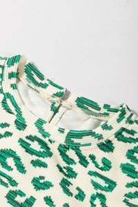 Leopard Print Mock Neck Puff Sleeve Top - KaleaBoutique.com