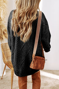 KaleaBoutique Stylish Cable Knit Drop Shoulder Loose Fit Sweater Dress - KaleaBoutique.com