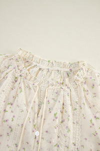 KaleaBoutique Floral Embroidered Lace Bubble Sleeve Shirt - KaleaBoutique.com