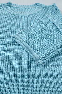 KaleaBoutique Comfortable Exposed Seam Detail Half Sleeve Loose Sweater - KaleaBoutique.com