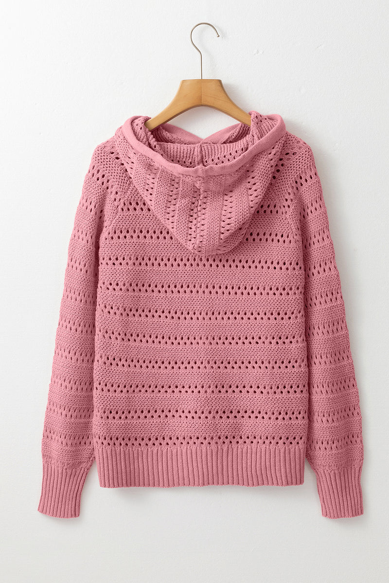 KaleaBoutique Pointelle Knit Raglan Sleeve Hooded Sweater - KaleaBoutique.com