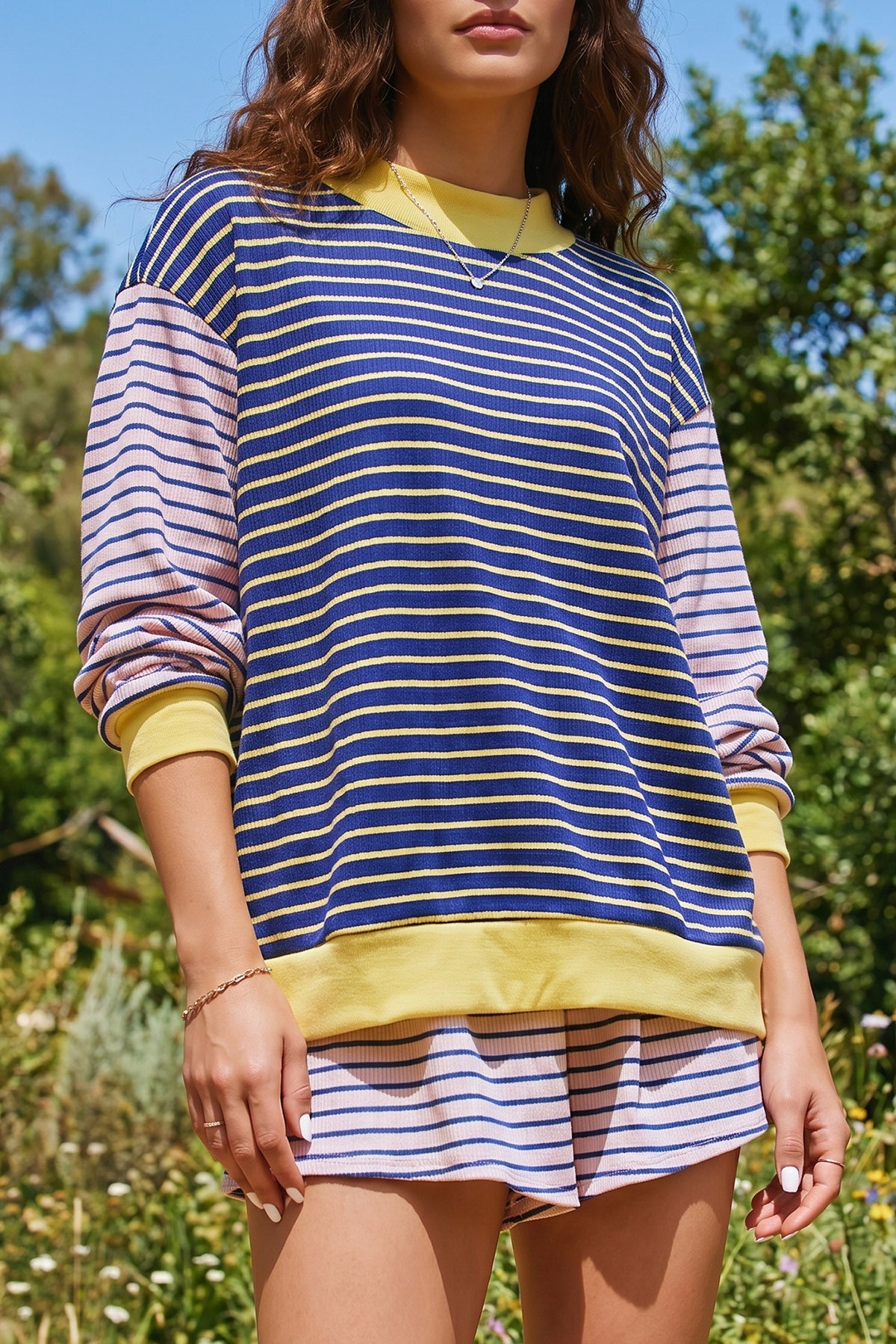 KaleaBoutique Stylish Contrast Long Sleeve Crew Neck Pullover Top - KaleaBoutique.com