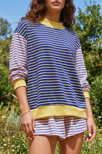 KaleaBoutique Stylish Contrast Long Sleeve Crew Neck Pullover Top - KaleaBoutique.com