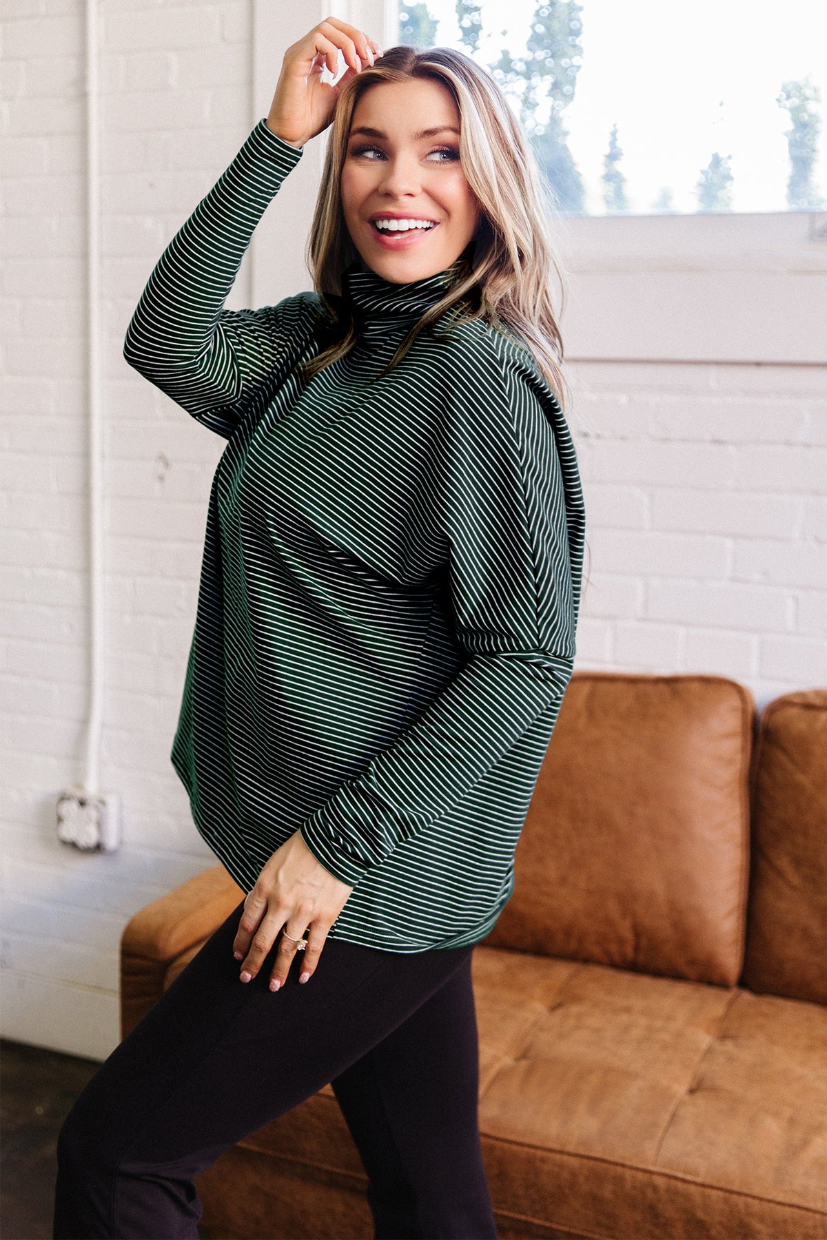 KaleaBoutique Comfortable High Neck Dropped Shoulder Long Sleeve Casual Top - KaleaBoutique.com