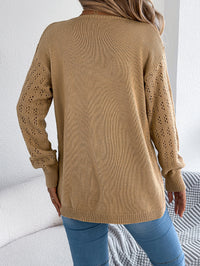 Women's Openwork Open-Front Longline Balloon-Sleeve Cardigan - KaleaBoutique.com
