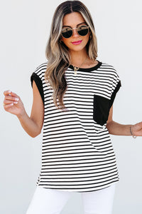 Chest Pocket Patch Round Neck Tank Top - KaleaBoutique.com