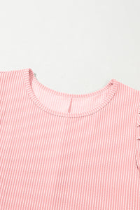 Corded Knit Crew Neck Puff Sleeve Shift Mini Dress - KaleaBoutique.com