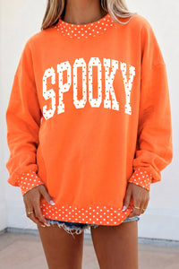Orange SPOOKY Halloween Polka Dot Sweatshirt - KaleaBoutique.com