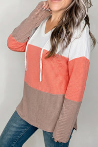 KaleaBoutique Stylish Ribbed Colorblock Hooded Pullover Long Sleeve Top - KaleaBoutique.com