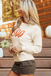 KaleaBoutique Boo Knitted Pattern Ribbed Edge Drop Shoulder Sweater - KaleaBoutique.com