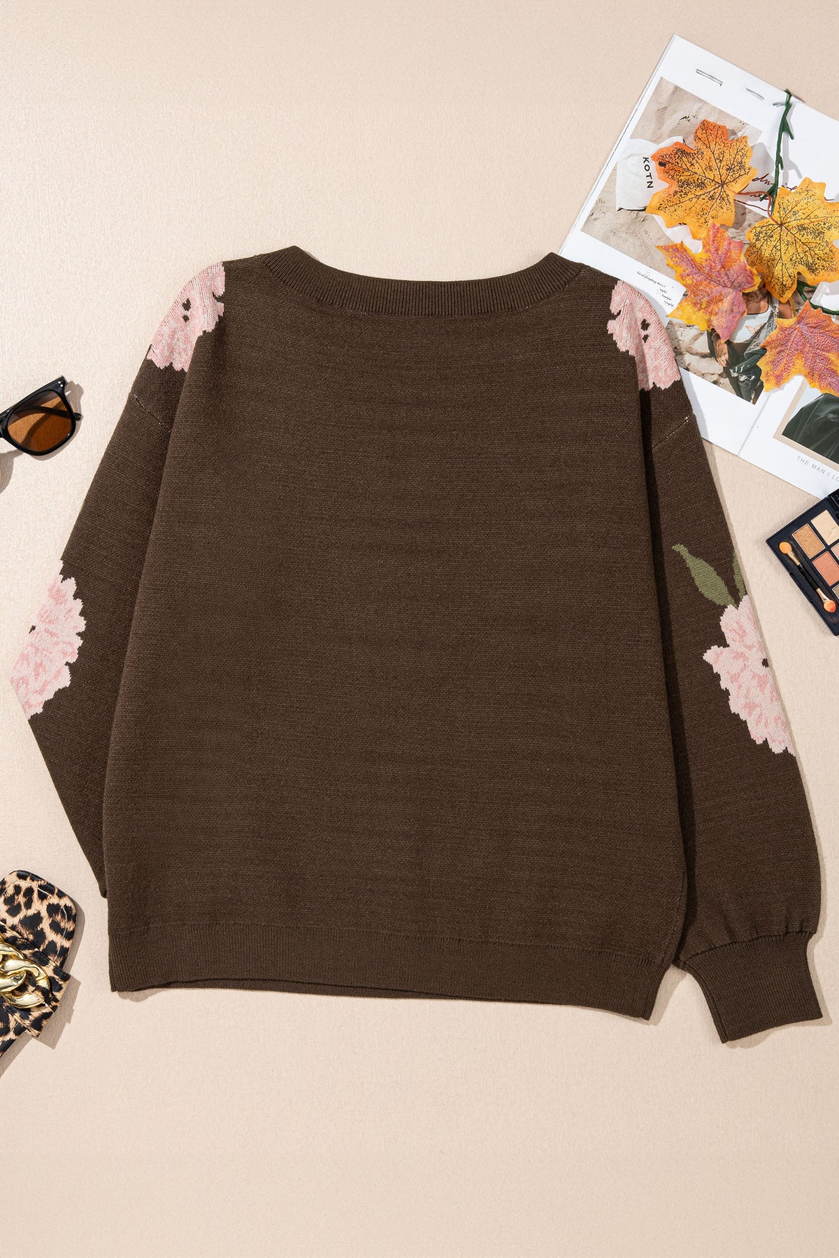 Floral Print Drop Shoulder Relaxed Pullover Sweater - KaleaBoutique.com