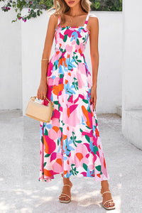 KaleaBoutique Comfortable Floral Print Adjustable Straps Smocked High Waist Sundress - KaleaBoutique.com