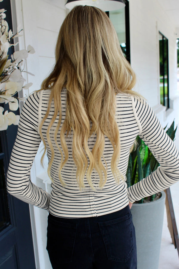 KaleaBoutique Stylish Comfortable Ribbed Knit Half Button Long Sleeve Slim Top - KaleaBoutique.com
