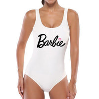 Women Scoop-Neck Script Graphic Barbie Doll Inspired One-Piece Swimsuit - KaleaBoutique.com