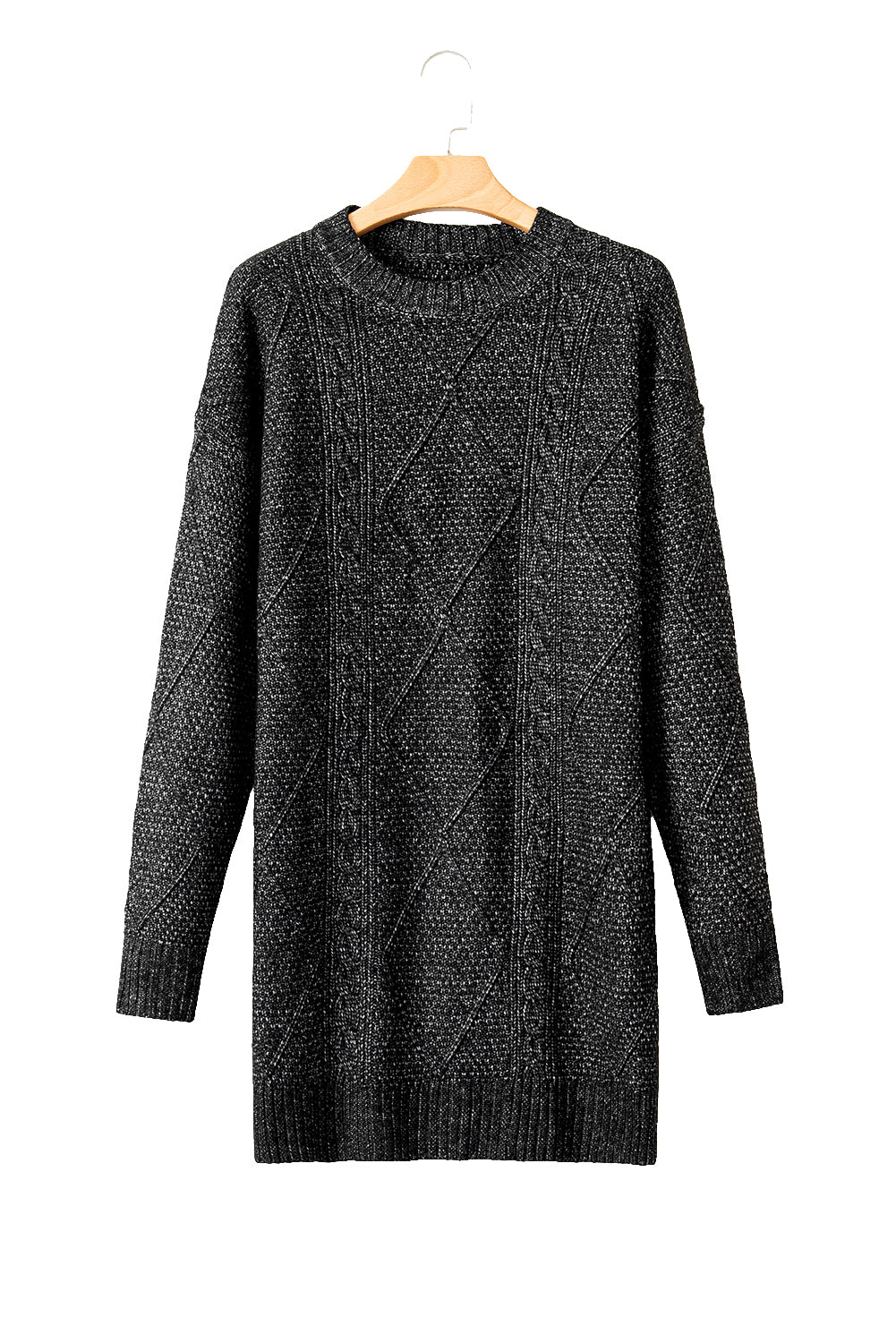 KaleaBoutique Stylish Cable Knit Drop Shoulder Loose Fit Sweater Dress - KaleaBoutique.com