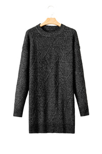 KaleaBoutique Stylish Cable Knit Drop Shoulder Loose Fit Sweater Dress - KaleaBoutique.com