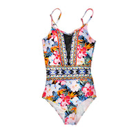 Women Geometric & Tropical Print Open-Back One-Piece Swimsuit - KaleaBoutique.com