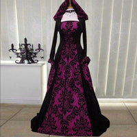Halloween Dresses Retro Literary Long-sleeved Lace-up Waist Hooded Big Swing Dress - KaleaBoutique.com