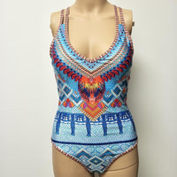 Women Geometric & Tropical Print Open-Back One-Piece Swimsuit - KaleaBoutique.com
