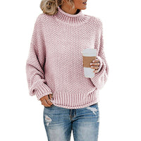 Solid Turtleneck Pullover Sweater Winter Fashion Casual Knitted Long-Sleeved Top Women's Clothing - KaleaBoutique.com