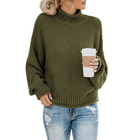 Solid Turtleneck Pullover Sweater Winter Fashion Casual Knitted Long-Sleeved Top Women's Clothing - KaleaBoutique.com