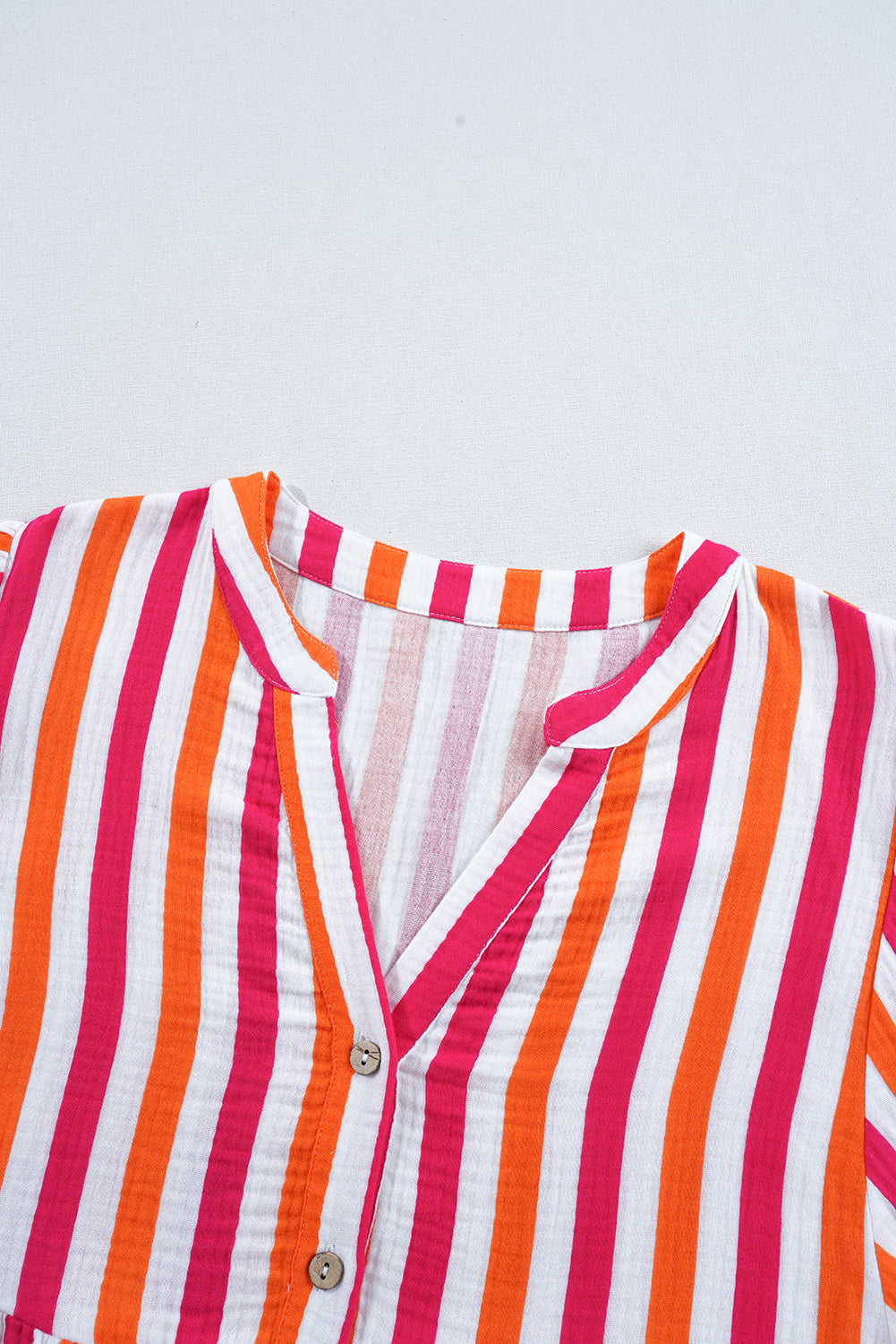 KaleaBoutique Stylish Balloon Sleeve Notched V Neck Buttoned Front Blouse - KaleaBoutique.com