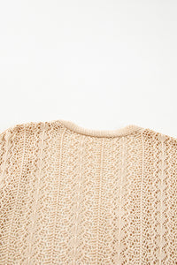 Hollow Out Knit Drop Shoulder Open Front Cardigan - KaleaBoutique.com