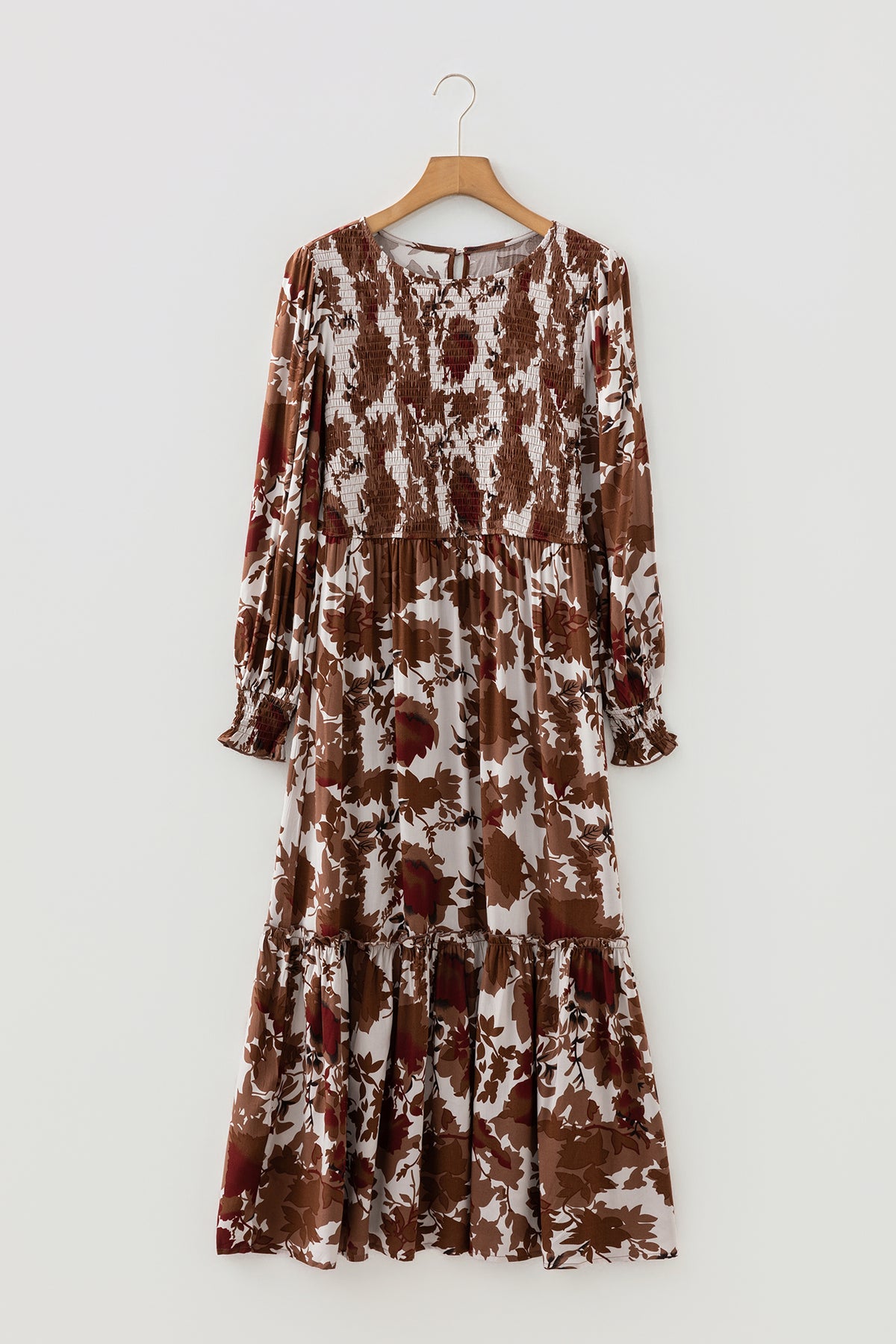 KaleaBoutique Comfortable Floral Puff Sleeve Smocked Bodice Ruffled Long Dress - KaleaBoutique.com