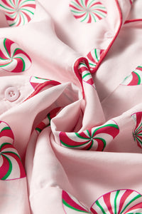 KaleaBoutique Comfortable Christmas Candy Contrast Trim Bow Knot Silky 2pcs Pajama Set - KaleaBoutique.com