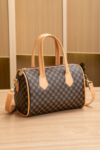 Coffee Retro Geometric Print Portable Shoulder Strap PU Leather Bag - KaleaBoutique.com