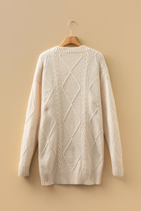 KaleaBoutique Comfortable Cable Knit Drop Shoulder Loose Fit Sweater Dress - KaleaBoutique.com