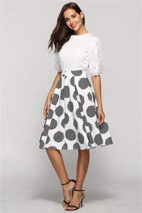Women's Large Circle-Print Flared Midi Skirt - KaleaBoutique.com