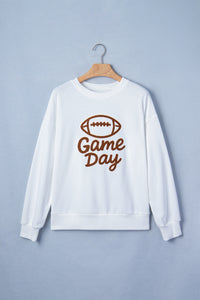 KaleaBoutique Stylish Embroidered Slogan Game Day Rugby Pattern Crewneck Sweatshirt - KaleaBoutique.com