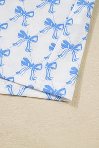 KaleaBoutique Stylish Bow Print Long Sleeve Shirt and Pants Soft Pajama Set - KaleaBoutique.com