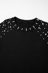 KaleaBoutique Pearled Drop Shoulder Round Neck Sweater - KaleaBoutique.com