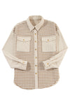 KaleaBoutique Houndstooth Corduroy Patchwork Flap Pocket Shacket - KaleaBoutique.com