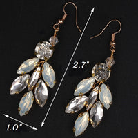 Opal Style Crystal Earrings, Bridal Rhinestone Gem Earrings, Wedding Dangle Gem Wire Earrings - KaleaBoutique.com