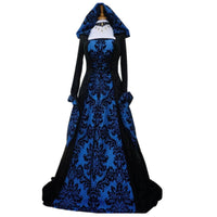 Halloween Dresses Retro Literary Long-sleeved Lace-up Waist Hooded Big Swing Dress - KaleaBoutique.com