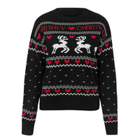 Women's Reindeer and Hearts Christmas Pullover Sweater - KaleaBoutique.com