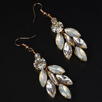 Opal Style Crystal Earrings, Bridal Rhinestone Gem Earrings, Wedding Dangle Gem Wire Earrings - KaleaBoutique.com
