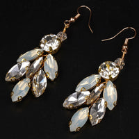 Opal Style Crystal Earrings, Bridal Rhinestone Gem Earrings, Wedding Dangle Gem Wire Earrings - KaleaBoutique.com