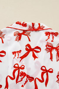 KaleaBoutique Stylish Christmas Bow Print Long 2pcs Pajama Set - KaleaBoutique.com