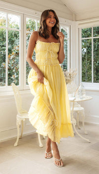 Women's Bow-Detail Spaghetti-Strap Ruffle-Hem Maxi Dress - KaleaBoutique.com