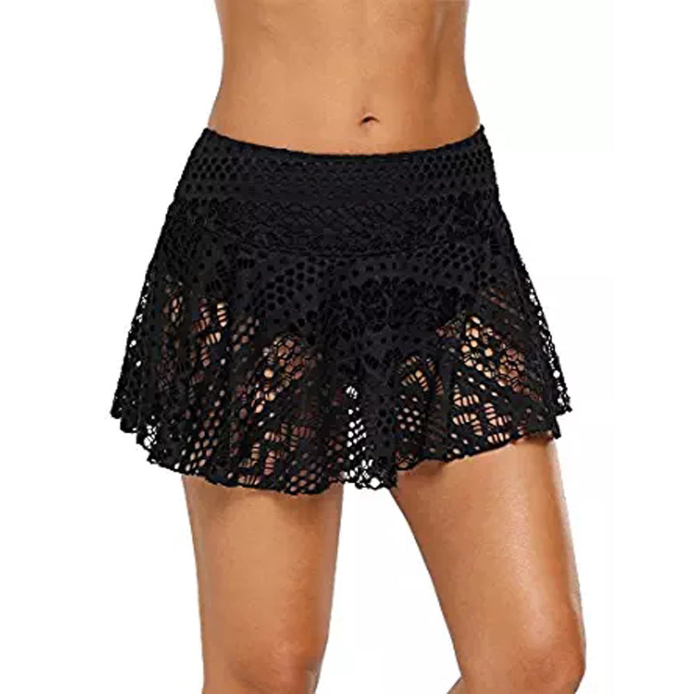 Women's Crochet Style Lace Overlay Swim Skirt Bottoms - KaleaBoutique.com