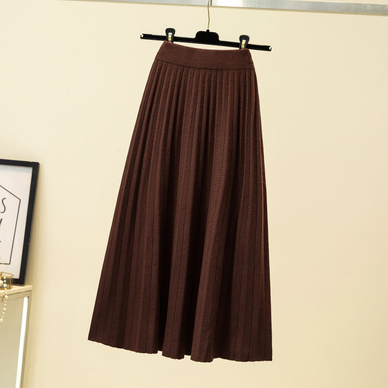 Women's Pleated Knit A-Lined Flared Midi Skirt - KaleaBoutique.com
