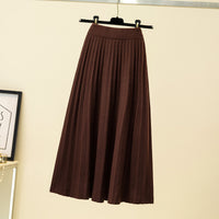 Women's Pleated Knit A-Lined Flared Midi Skirt - KaleaBoutique.com